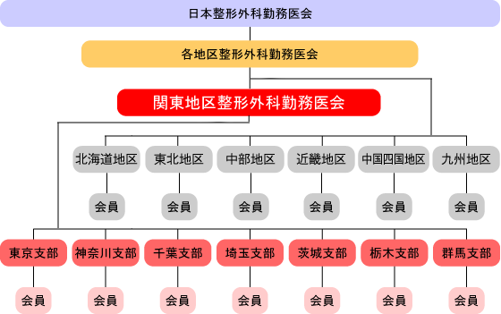 関東地区整形外科勤務医会 組織図 関東地区整形外科勤務医会 組織図